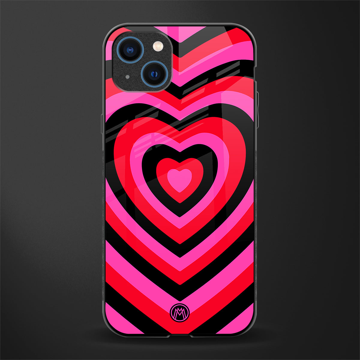 y2k black pink hearts aesthetic glass case for iphone 13 image