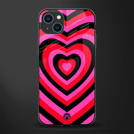 y2k black pink hearts aesthetic glass case for iphone 13 image