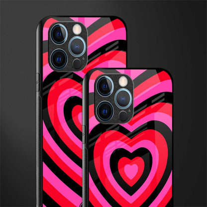 y2k black pink hearts aesthetic glass case for iphone 12 pro image-2