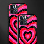 y2k black pink hearts aesthetic glass case for iphone 12 pro max image-2