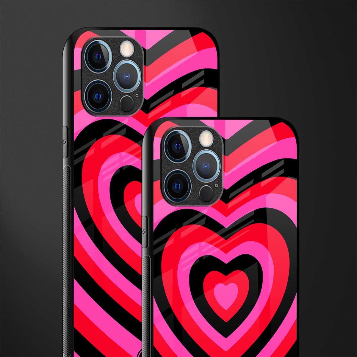 y2k black pink hearts aesthetic glass case for iphone 14 pro max image-2