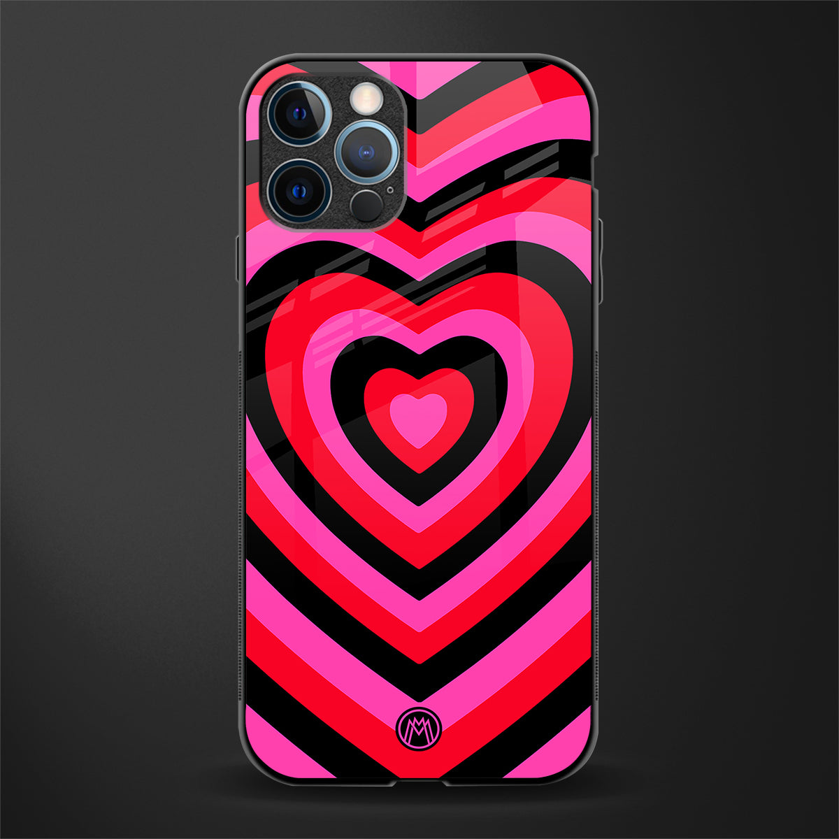 y2k black pink hearts aesthetic glass case for iphone 14 pro max image