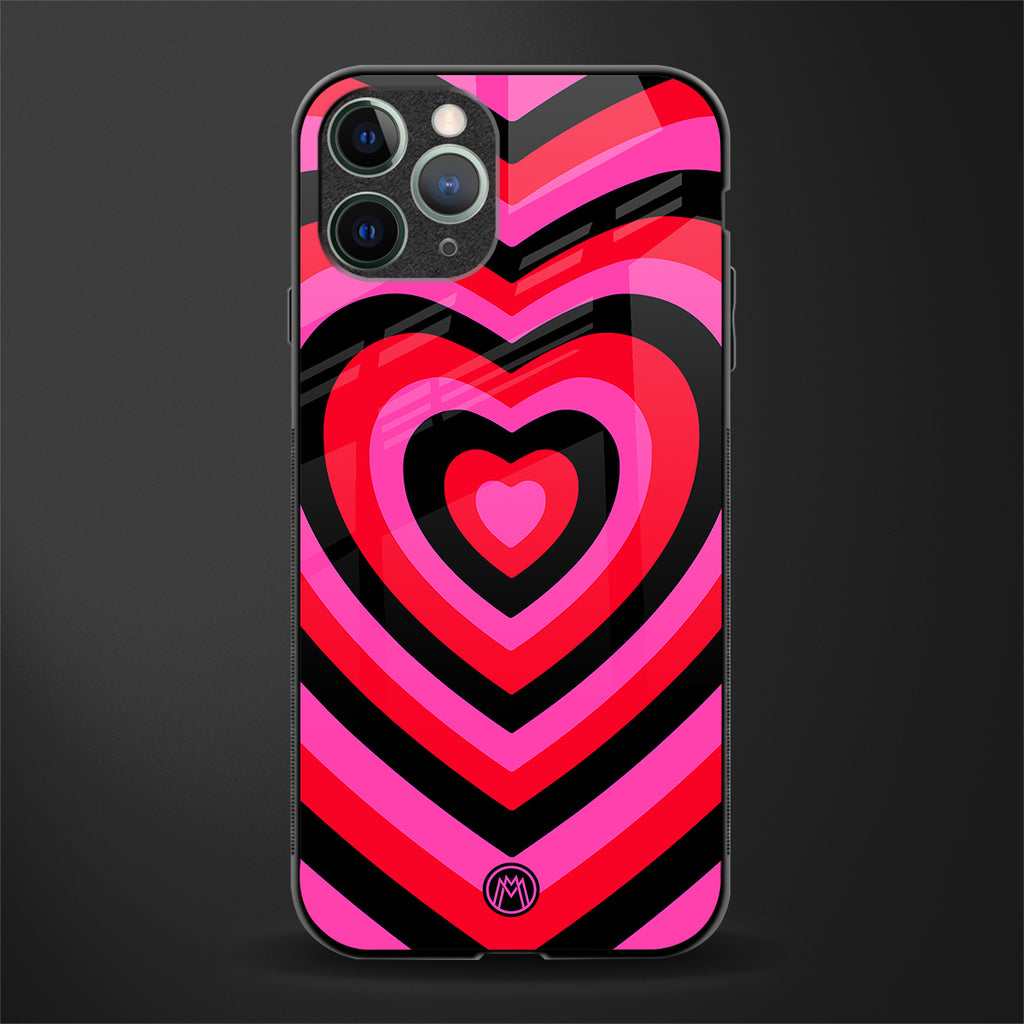 y2k black pink hearts aesthetic glass case for iphone 11 pro max image