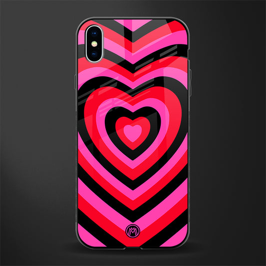 y2k black pink hearts aesthetic glass case for iphone xs max image