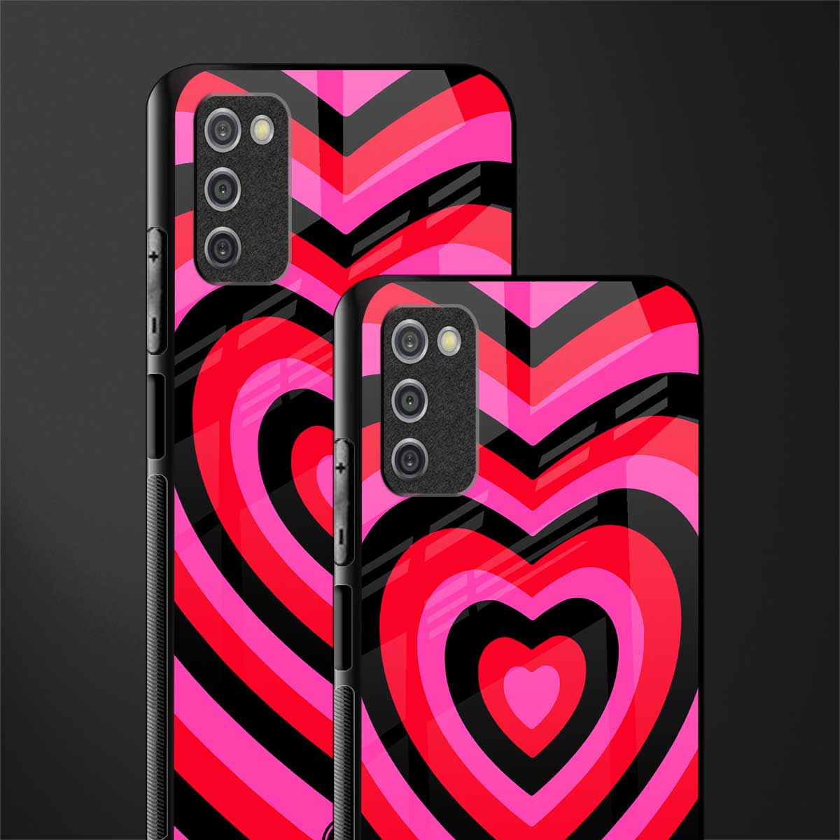 y2k black pink hearts aesthetic glass case for samsung galaxy a03s image-2