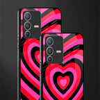 y2k black pink hearts aesthetic glass case for vivo v23 pro 5g image-2