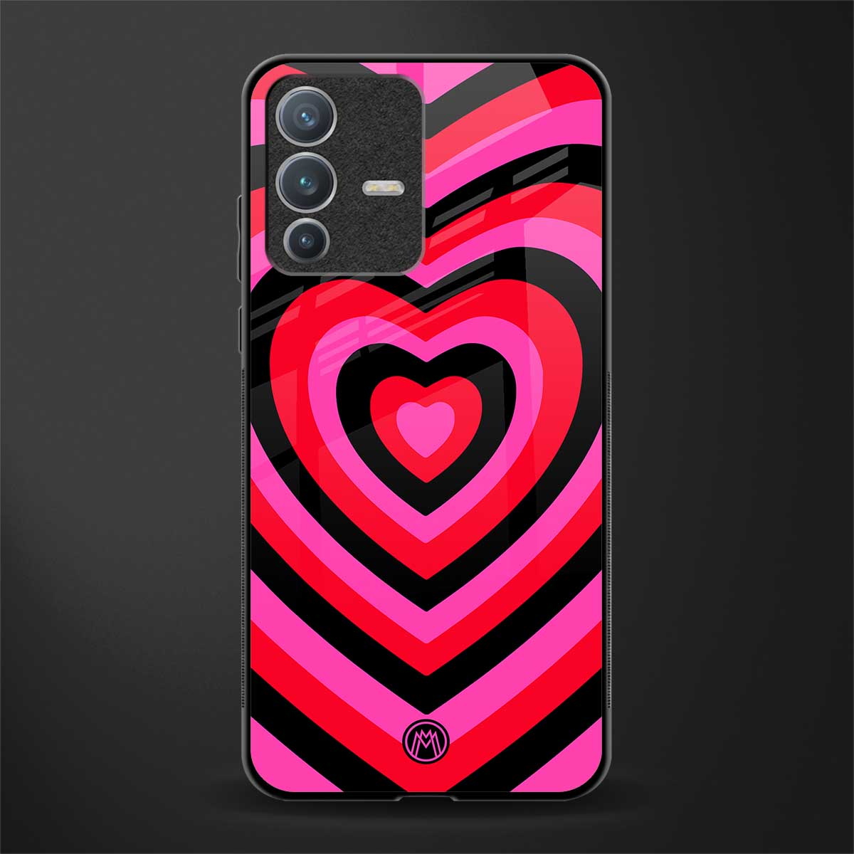 y2k black pink hearts aesthetic glass case for vivo v23 pro 5g image
