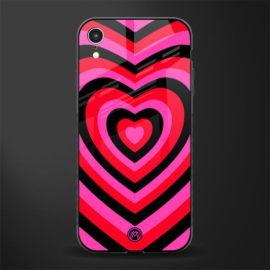 y2k black pink hearts aesthetic glass case for iphone xr image