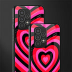 y2k black pink hearts aesthetic back phone cover | glass case for samsung galaxy a53 5g