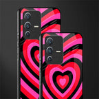y2k black pink hearts aesthetic glass case for vivo v23 5g image-2