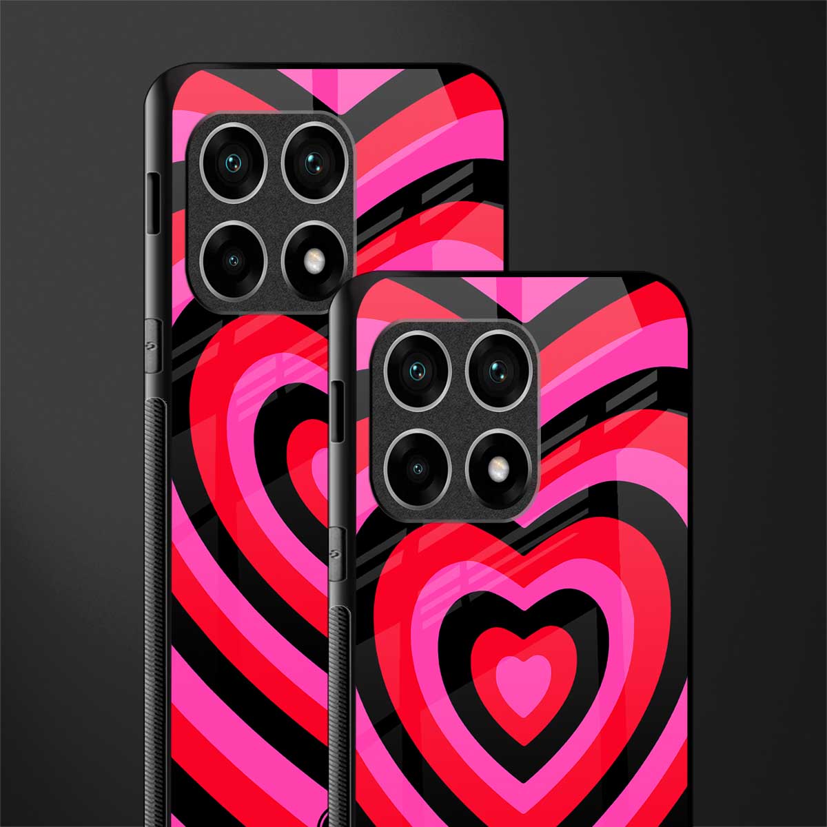 y2k black pink hearts aesthetic glass case for oneplus 10 pro 5g image-2