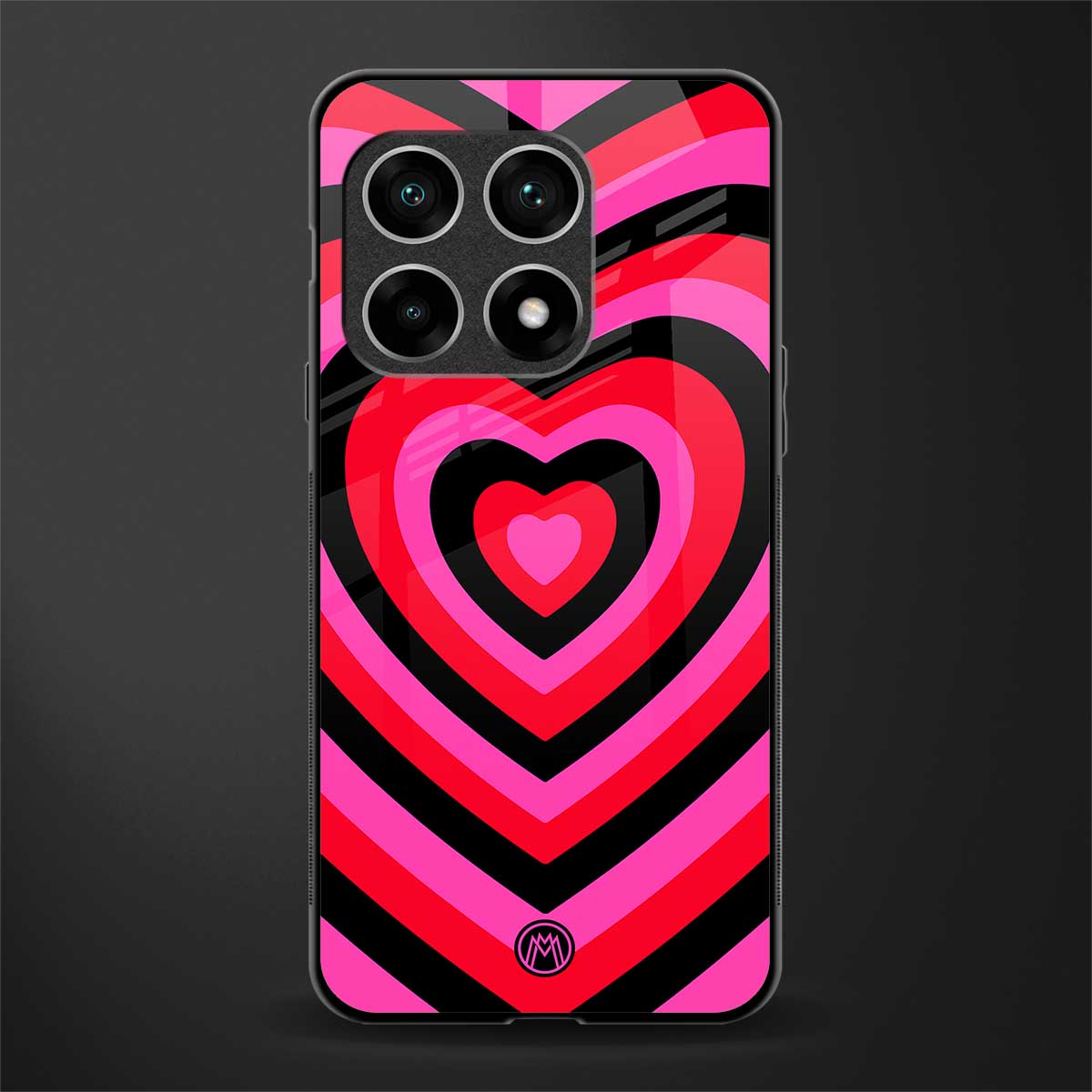 y2k black pink hearts aesthetic glass case for oneplus 10 pro 5g image