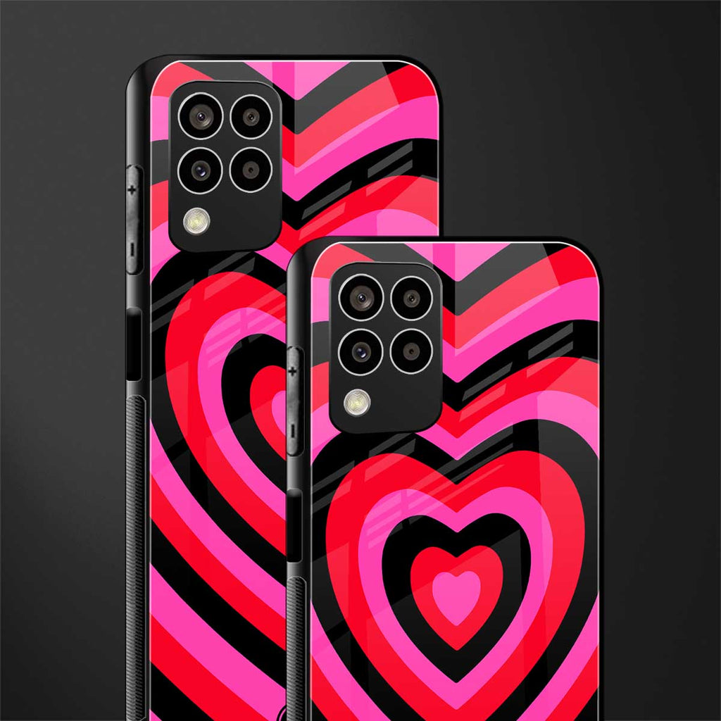 y2k black pink hearts aesthetic back phone cover | glass case for samsung galaxy m33 5g