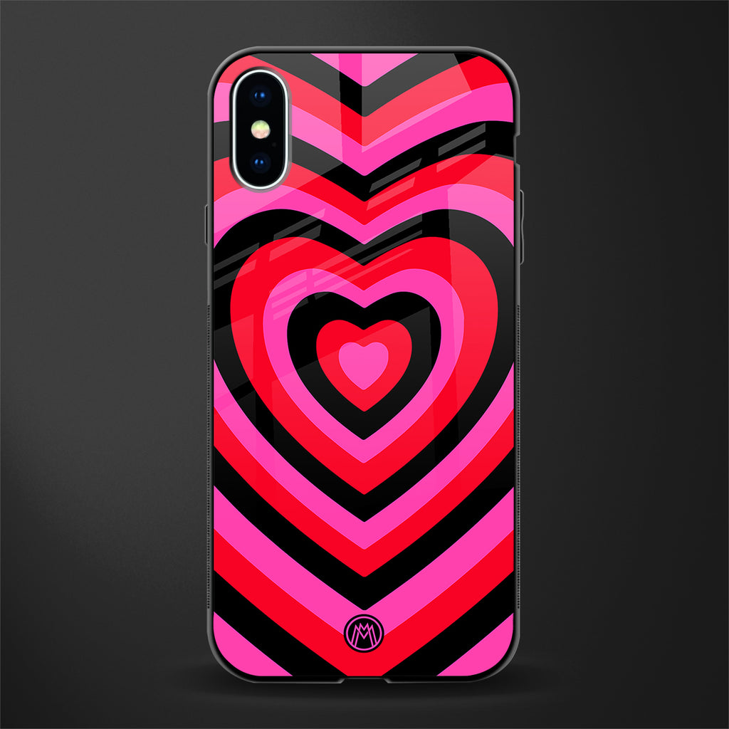y2k black pink hearts aesthetic glass case for iphone x image