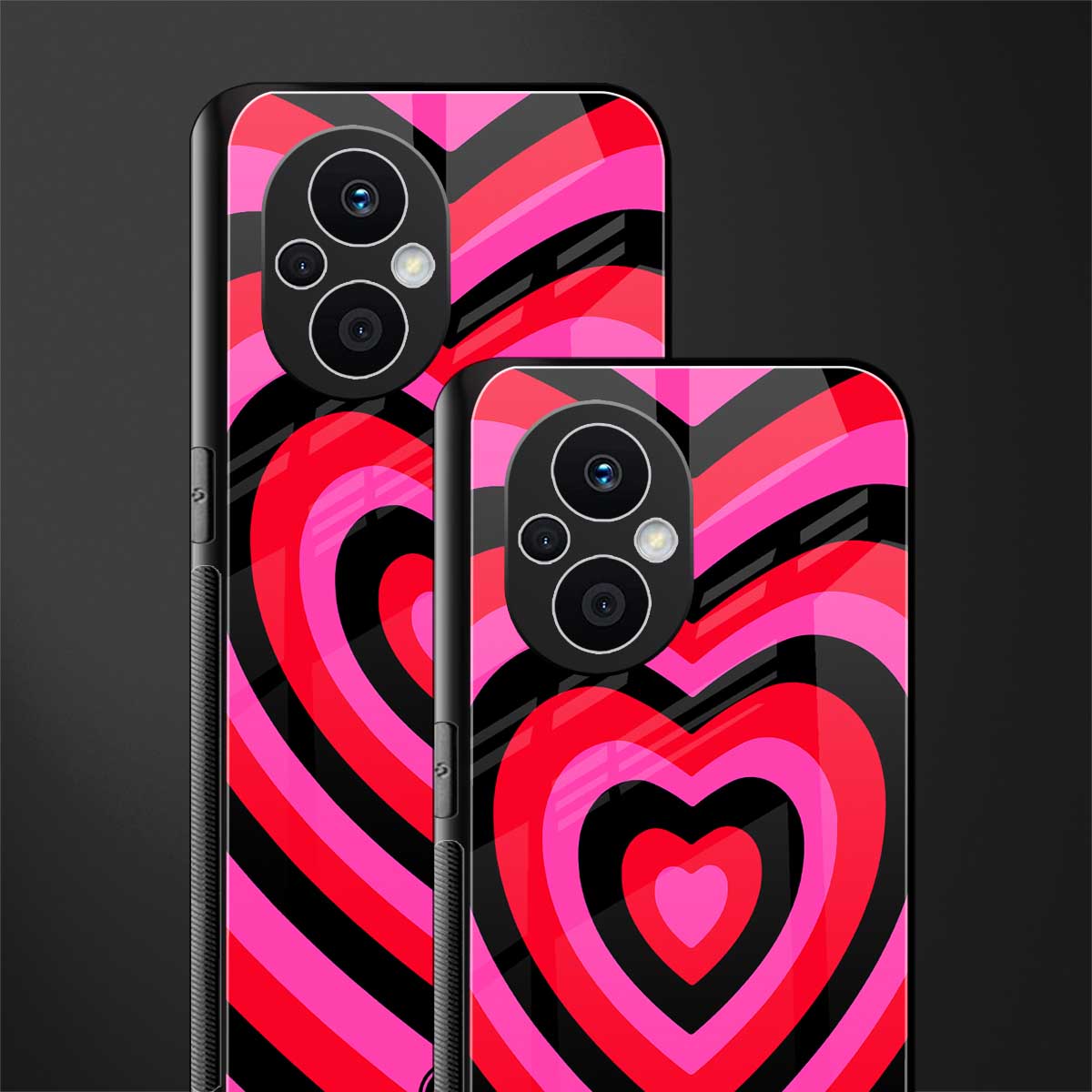 y2k black pink hearts aesthetic back phone cover | glass case for oppo f21 pro 5g