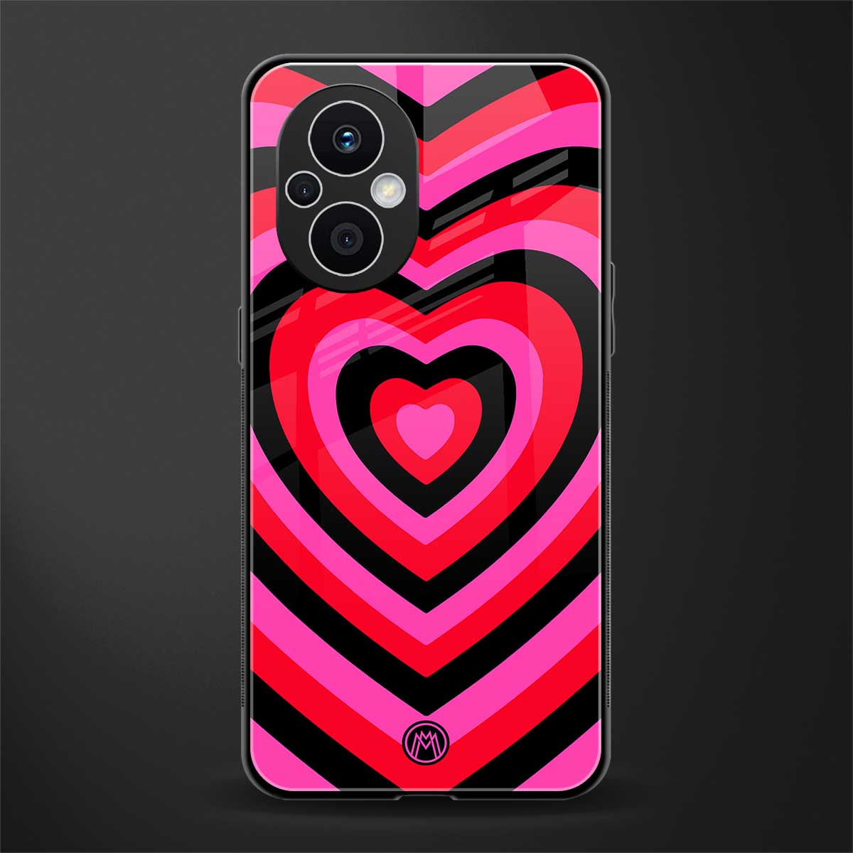 y2k black pink hearts aesthetic back phone cover | glass case for oppo f21 pro 5g