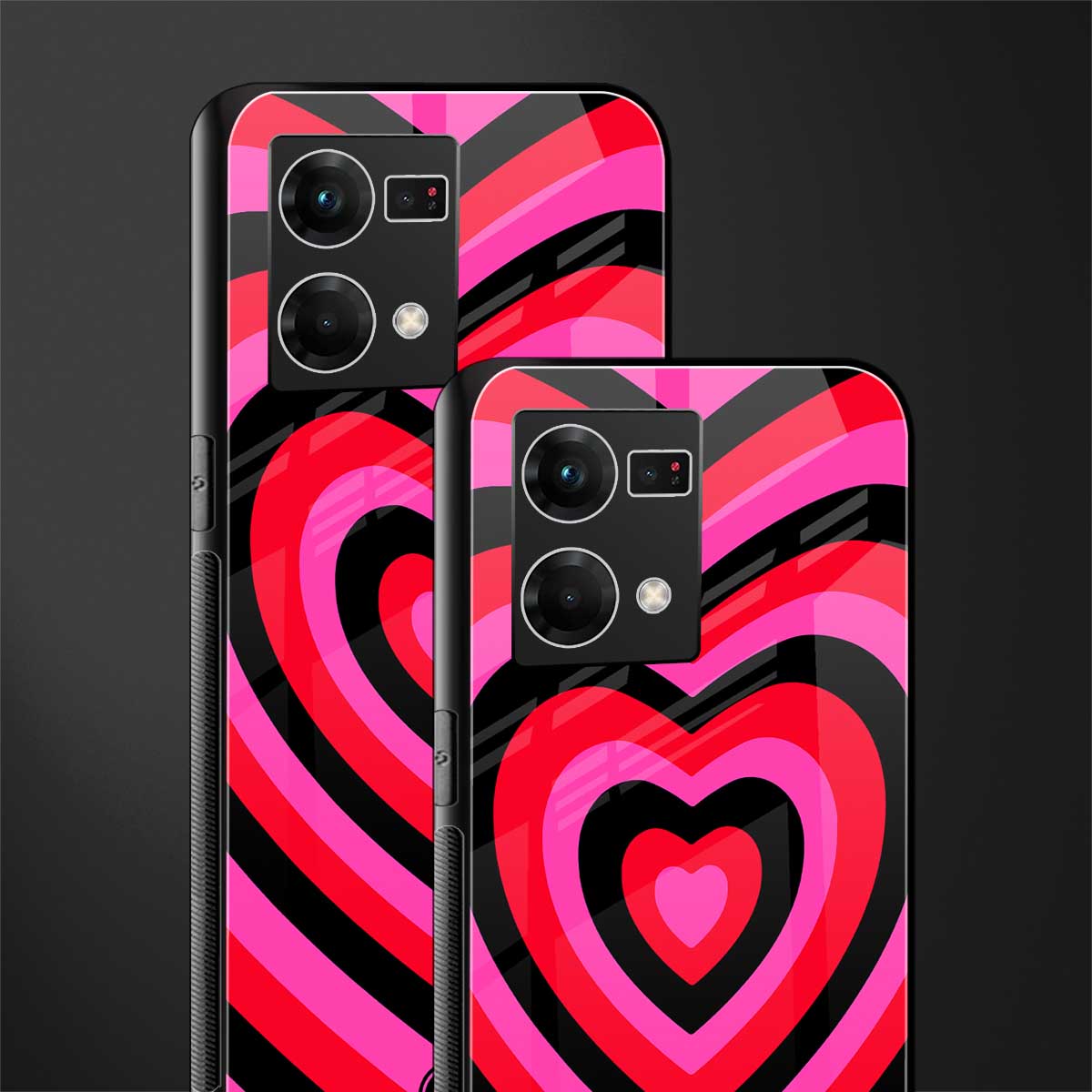y2k black pink hearts aesthetic back phone cover | glass case for oppo f21 pro 4g