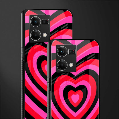 y2k black pink hearts aesthetic back phone cover | glass case for oppo f21 pro 4g