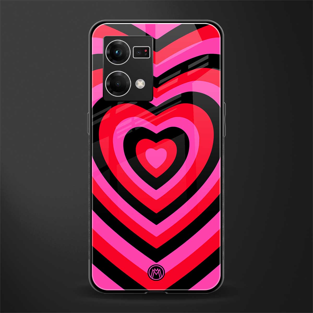 y2k black pink hearts aesthetic back phone cover | glass case for oppo f21 pro 4g