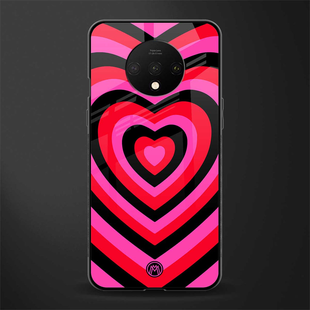 y2k black pink hearts aesthetic glass case for oneplus 7t image