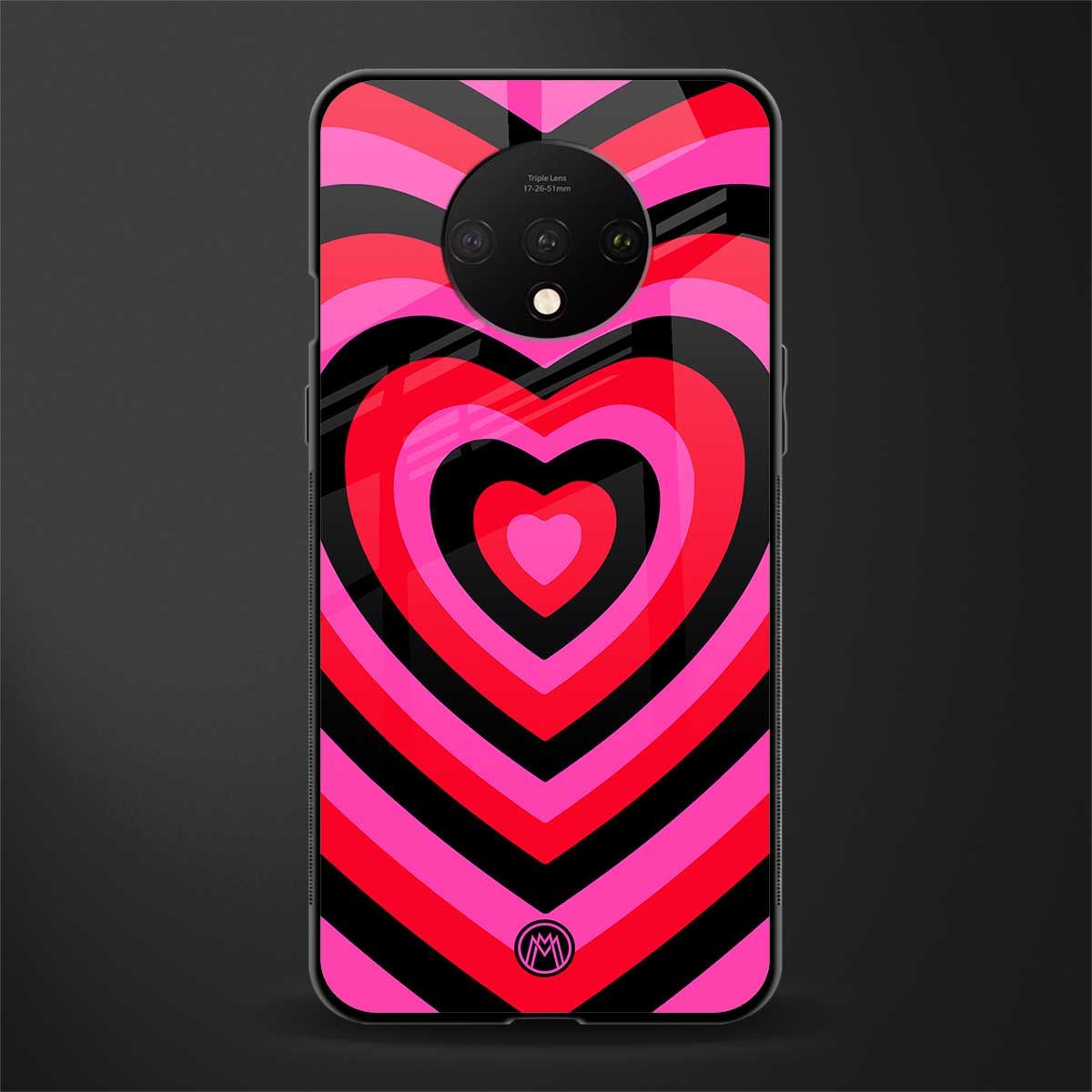 y2k black pink hearts aesthetic glass case for oneplus 7t image