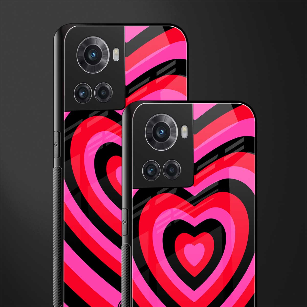 y2k black pink hearts aesthetic back phone cover | glass case for oneplus 10r 5g