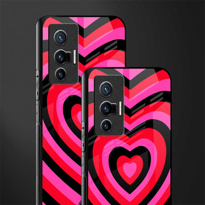 y2k black pink hearts aesthetic glass case for vivo x70 image-2