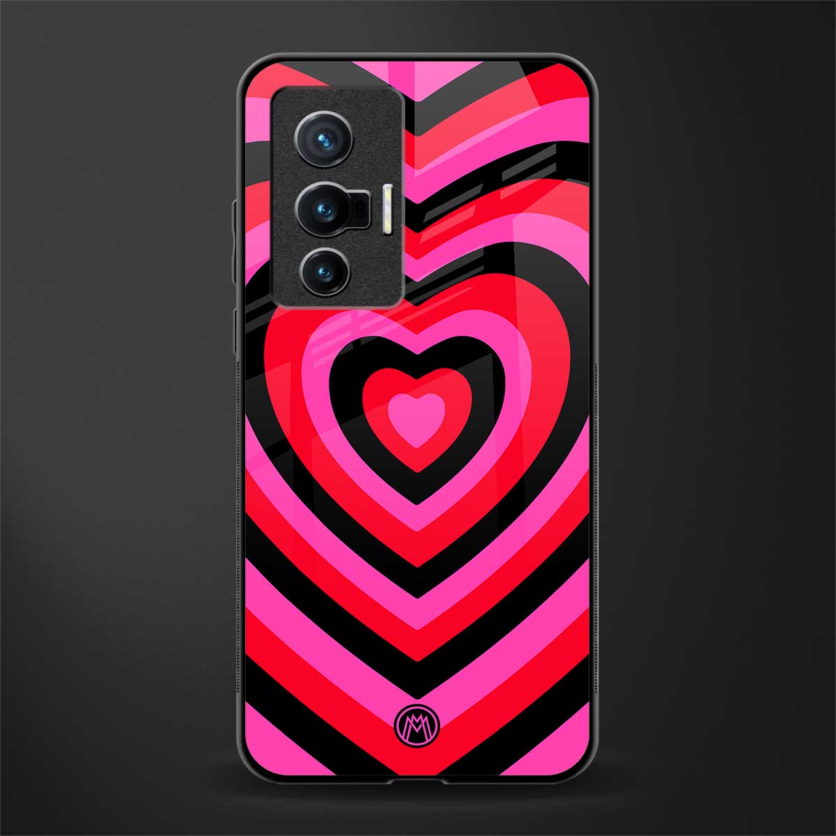 y2k black pink hearts aesthetic glass case for vivo x70 image