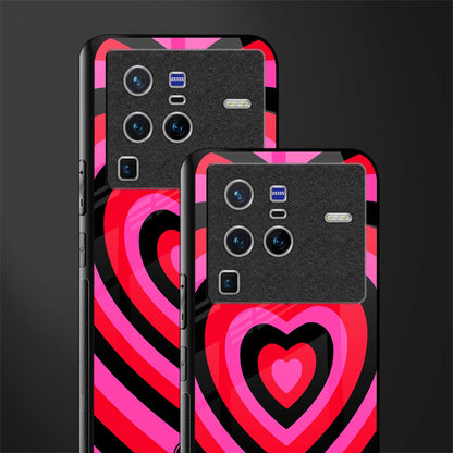 y2k black pink hearts aesthetic glass case for vivo x80 pro 5g image-2