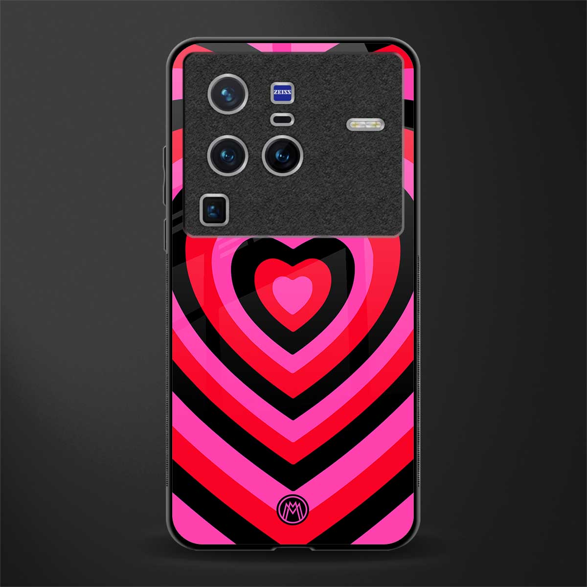 y2k black pink hearts aesthetic glass case for vivo x80 pro 5g image