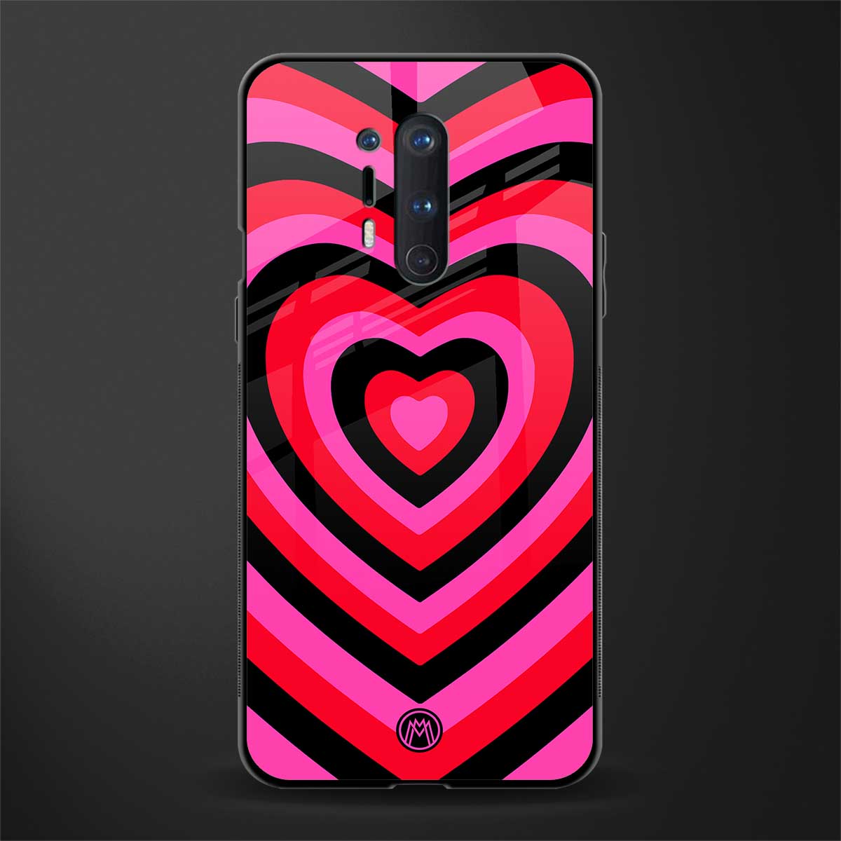 y2k black pink hearts aesthetic glass case for oneplus 8 pro image