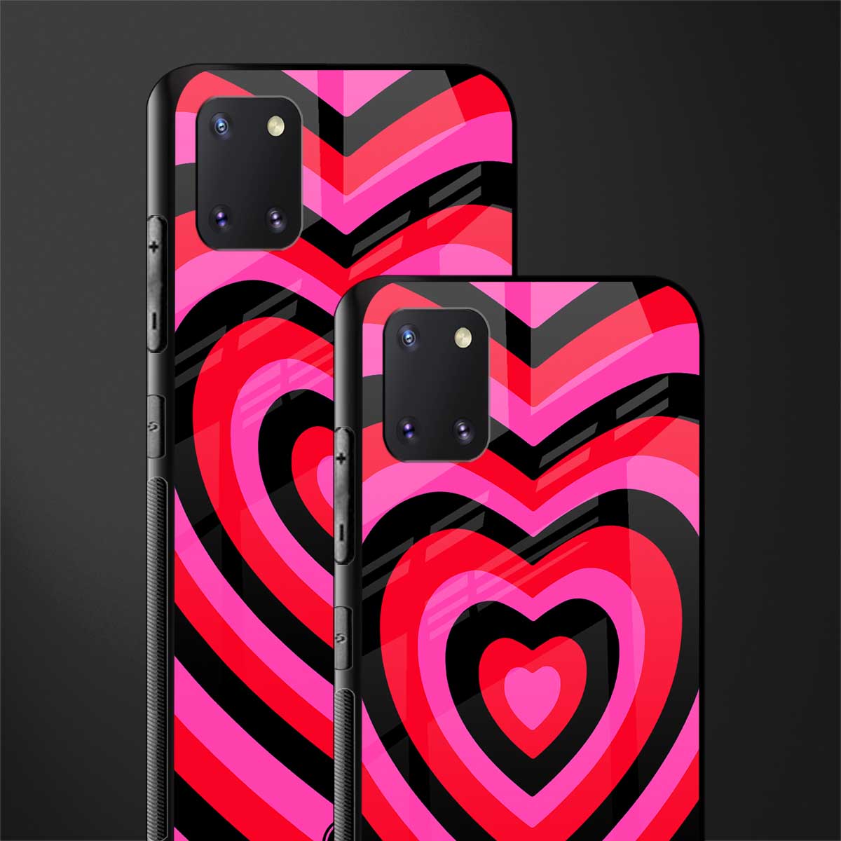 y2k black pink hearts aesthetic glass case for samsung galaxy note 10 lite image-2