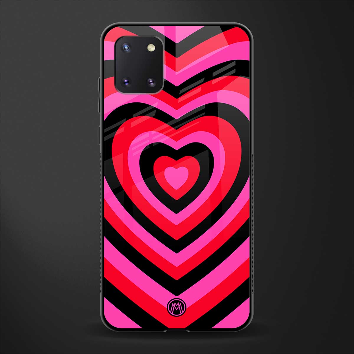 y2k black pink hearts aesthetic glass case for samsung galaxy note 10 lite image