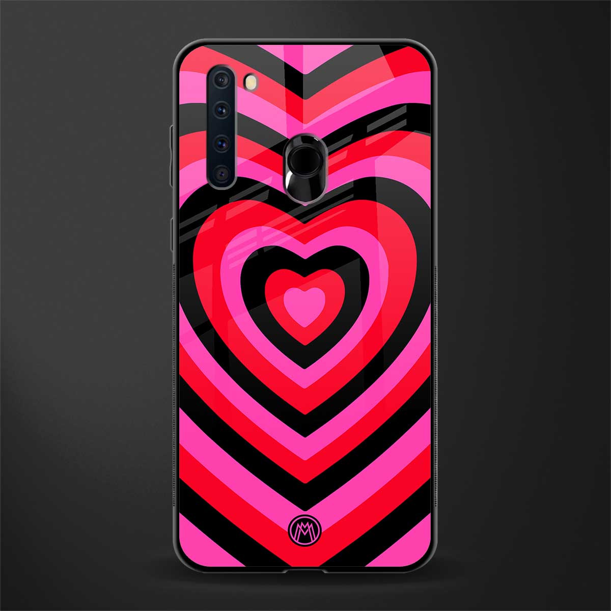 y2k black pink hearts aesthetic glass case for samsung a21 image