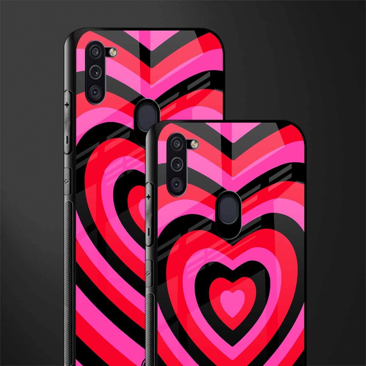 y2k black pink hearts aesthetic glass case for samsung a11 image-2