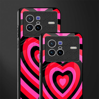 y2k black pink hearts aesthetic glass case for vivo x80 image-2