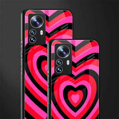 y2k black pink hearts aesthetic back phone cover | glass case for xiaomi 12 pro