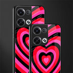 y2k black pink hearts aesthetic back phone cover | glass case for oppo reno 8