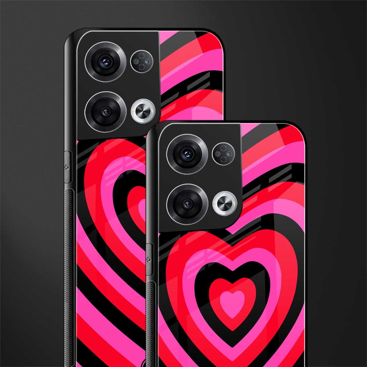 y2k black pink hearts aesthetic back phone cover | glass case for oppo reno 8