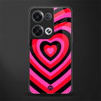 y2k black pink hearts aesthetic back phone cover | glass case for oppo reno 8