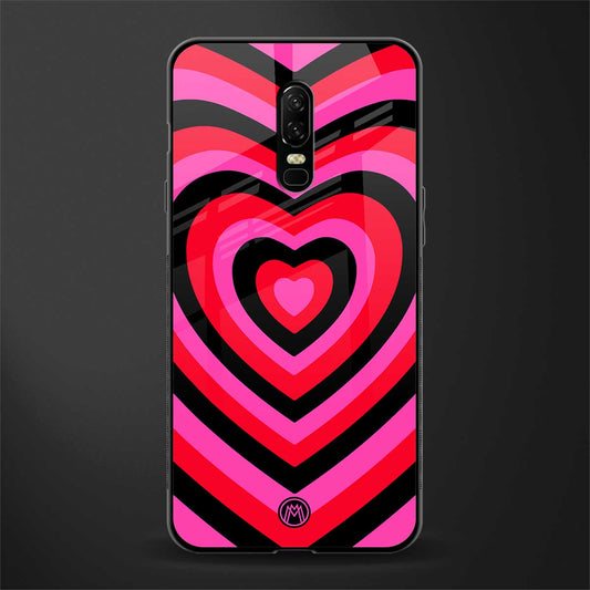 y2k black pink hearts aesthetic glass case for oneplus 6 image