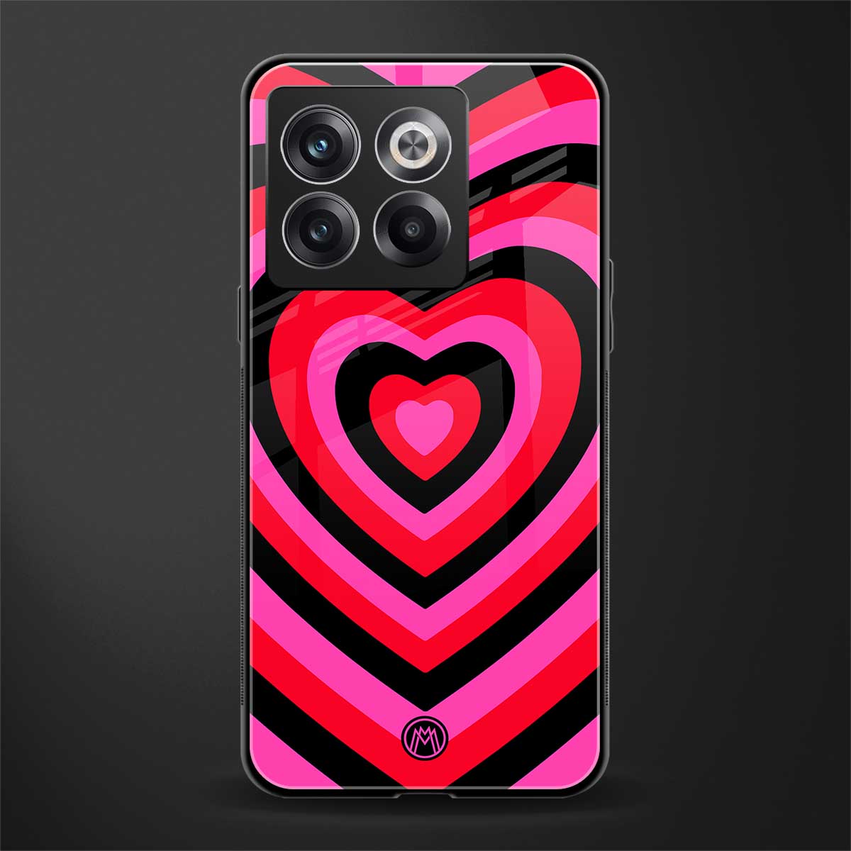 y2k black pink hearts aesthetic back phone cover | glass case for oneplus 10t