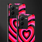 y2k black pink hearts aesthetic back phone cover | glass case for vivo v25 pro 5g