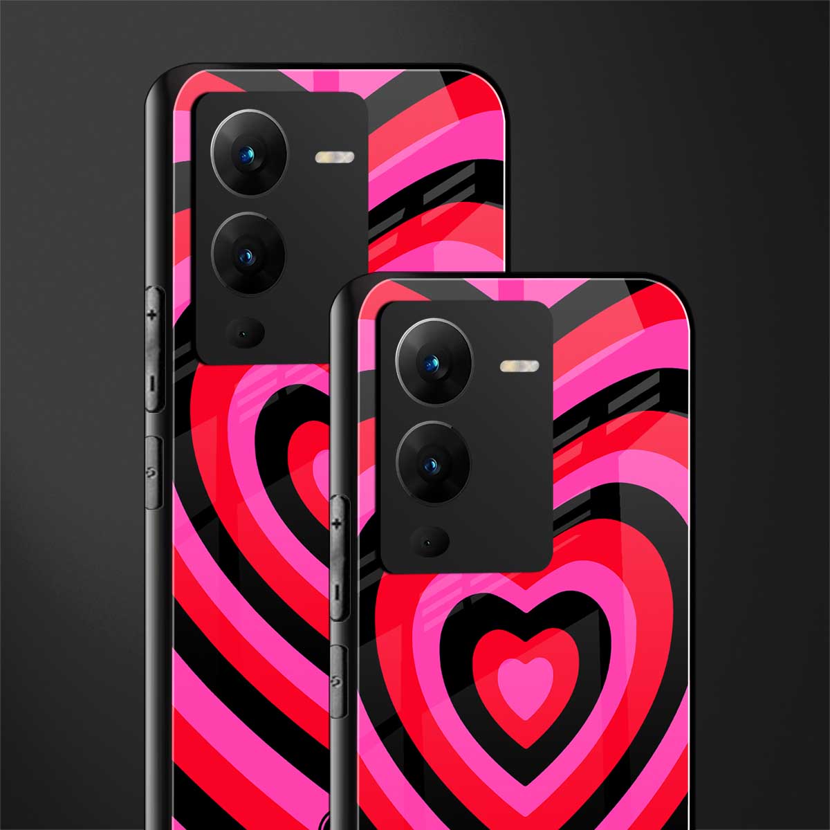 y2k black pink hearts aesthetic back phone cover | glass case for vivo v25 pro 5g