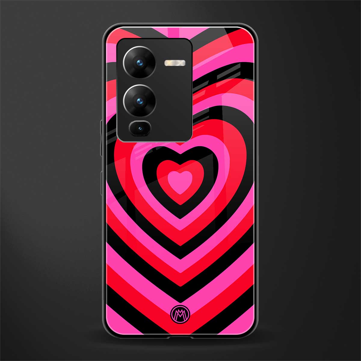 y2k black pink hearts aesthetic back phone cover | glass case for vivo v25 pro 5g