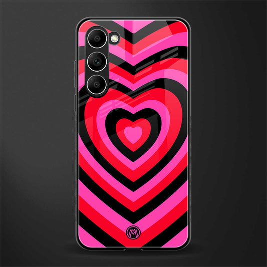 Y2K-Black-Pink-Hearts-Aesthetic-Glass-Case for phone case | glass case for samsung galaxy s23