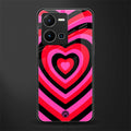 y2k black pink hearts aesthetic back phone cover | glass case for vivo y35 4g