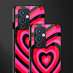 y2k black pink hearts aesthetic back phone cover | glass case for oneplus 9