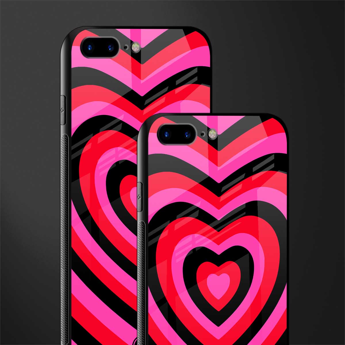 y2k black pink hearts aesthetic glass case for iphone 8 plus image-2