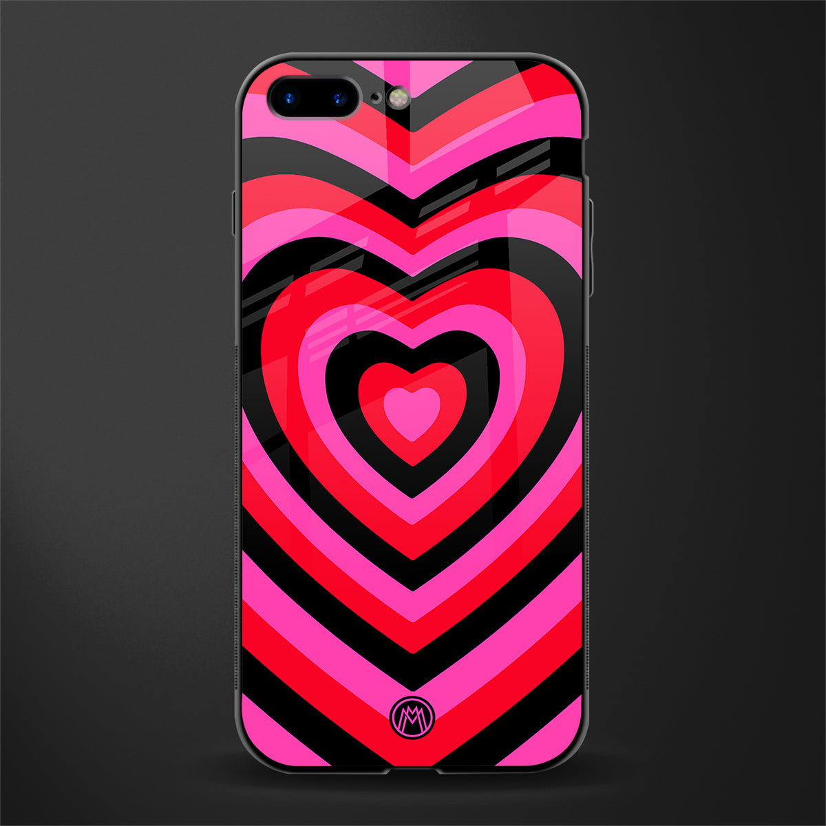 y2k black pink hearts aesthetic glass case for iphone 7 plus image